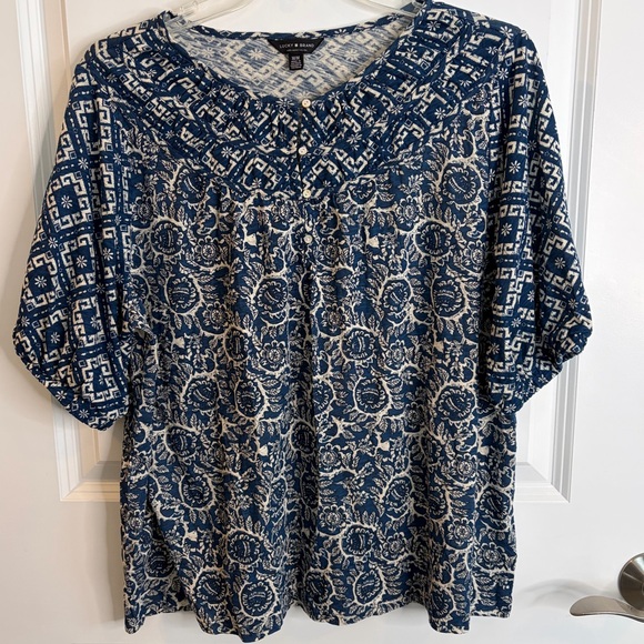 Lucky Brand Tops - Lucky Brand Blue and White Patterned Blouse